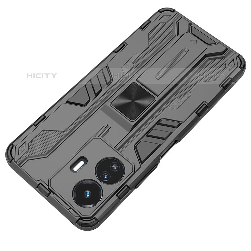 Coque Contour Silicone et Plastique Housse Etui Mat avec Aimant Magnetique Support KC2 pour Vivo iQOO Z6 Lite 5G Plus