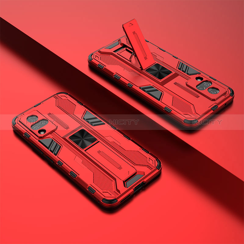 Coque Contour Silicone et Plastique Housse Etui Mat avec Aimant Magnetique Support KC2 pour Vivo V21 5G Rouge Plus