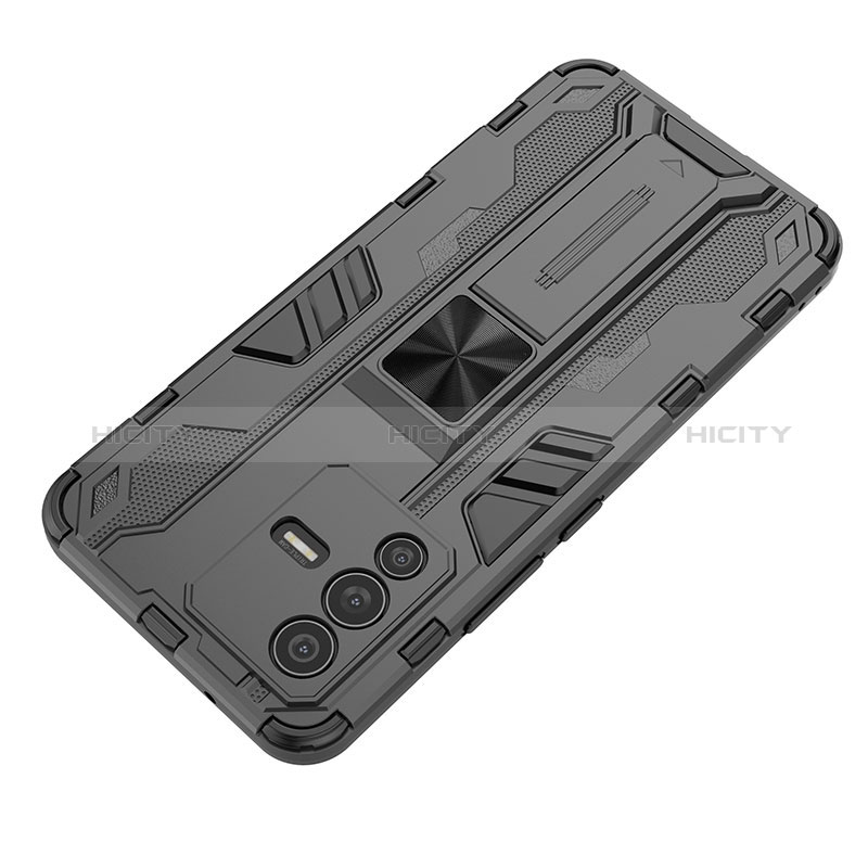 Coque Contour Silicone et Plastique Housse Etui Mat avec Aimant Magnetique Support KC2 pour Vivo V23 5G Plus