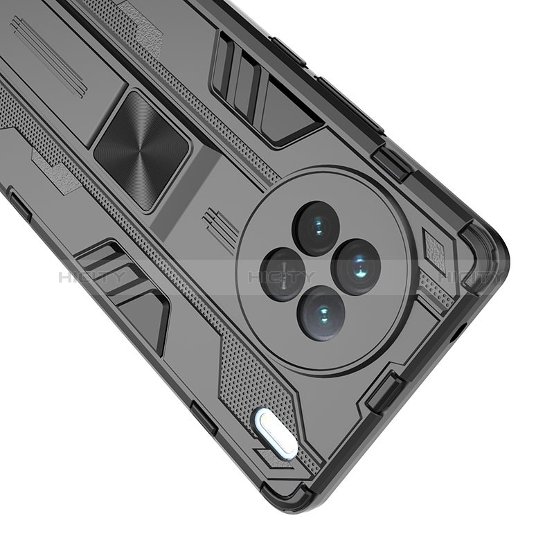 Coque Contour Silicone et Plastique Housse Etui Mat avec Aimant Magnetique Support KC2 pour Vivo X90 5G Plus