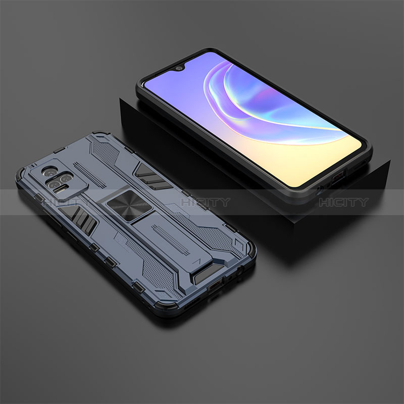 Coque Contour Silicone et Plastique Housse Etui Mat avec Aimant Magnetique Support KC2 pour Vivo Y73 (2021) Plus