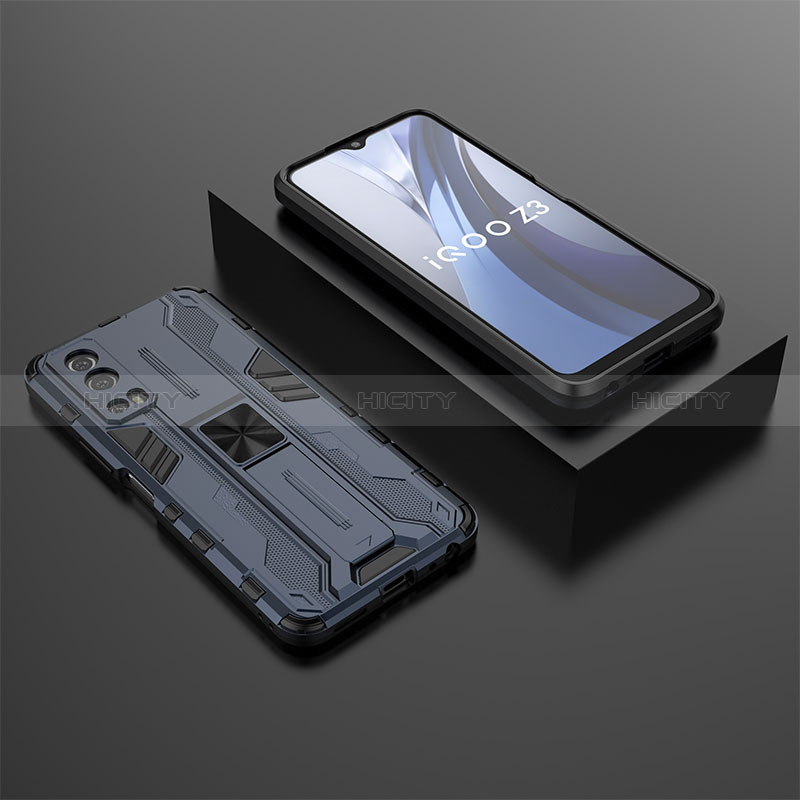 Coque Contour Silicone et Plastique Housse Etui Mat avec Aimant Magnetique Support KC2 pour Vivo Y75s 5G Plus