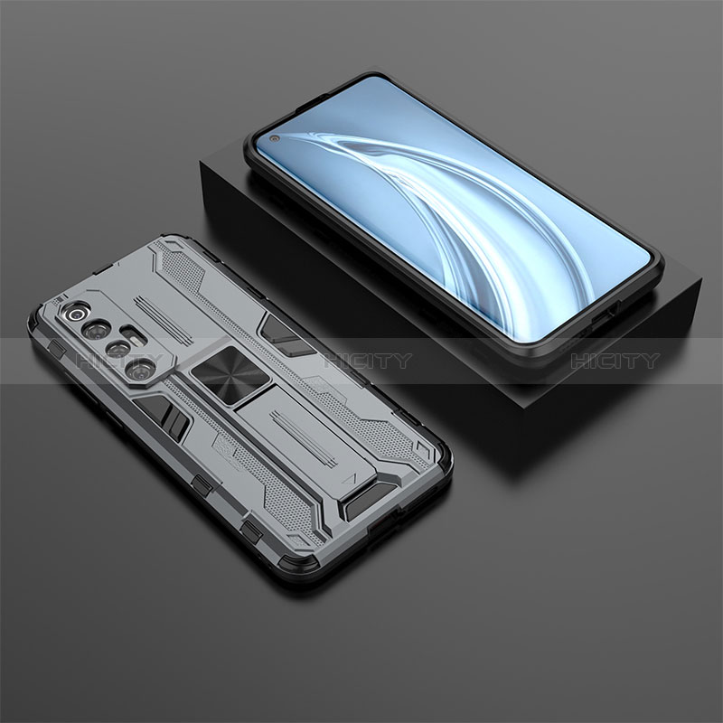 Coque Contour Silicone et Plastique Housse Etui Mat avec Aimant Magnetique Support KC2 pour Xiaomi Mi 10S 5G Gris Plus