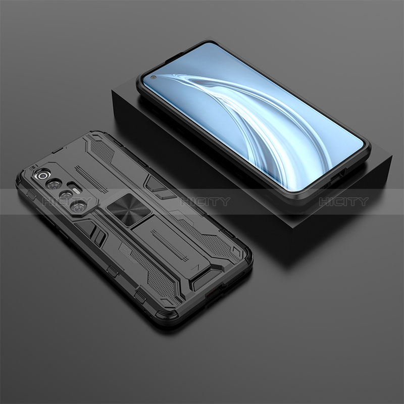 Coque Contour Silicone et Plastique Housse Etui Mat avec Aimant Magnetique Support KC2 pour Xiaomi Mi 10S 5G Noir Plus