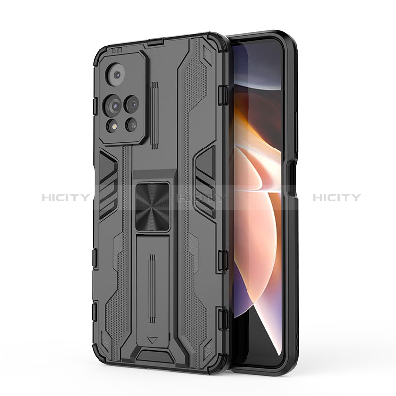 Coque Contour Silicone et Plastique Housse Etui Mat avec Aimant Magnetique Support KC2 pour Xiaomi Mi 11i 5G (2022) Noir Plus