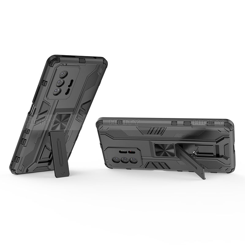 Coque Contour Silicone et Plastique Housse Etui Mat avec Aimant Magnetique Support KC2 pour Xiaomi Mi 11T Pro 5G Plus