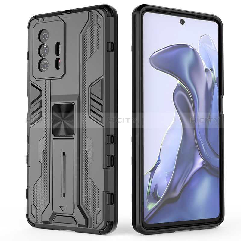 Coque Contour Silicone et Plastique Housse Etui Mat avec Aimant Magnetique Support KC2 pour Xiaomi Mi 11T Pro 5G Plus