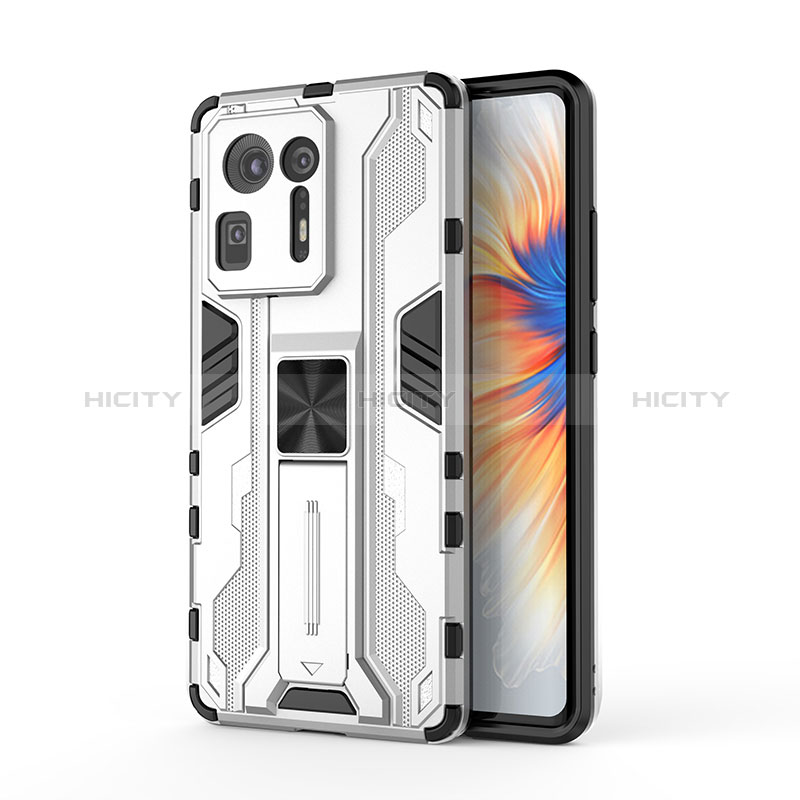 Coque Contour Silicone et Plastique Housse Etui Mat avec Aimant Magnetique Support KC2 pour Xiaomi Mi Mix 4 5G Blanc Plus