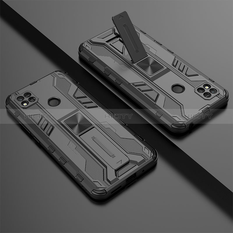 Coque Contour Silicone et Plastique Housse Etui Mat avec Aimant Magnetique Support KC2 pour Xiaomi POCO C3 Plus