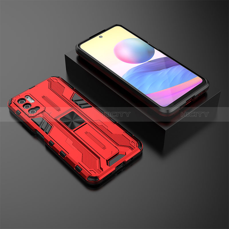 Coque Contour Silicone et Plastique Housse Etui Mat avec Aimant Magnetique Support KC2 pour Xiaomi POCO M3 Pro 5G Plus