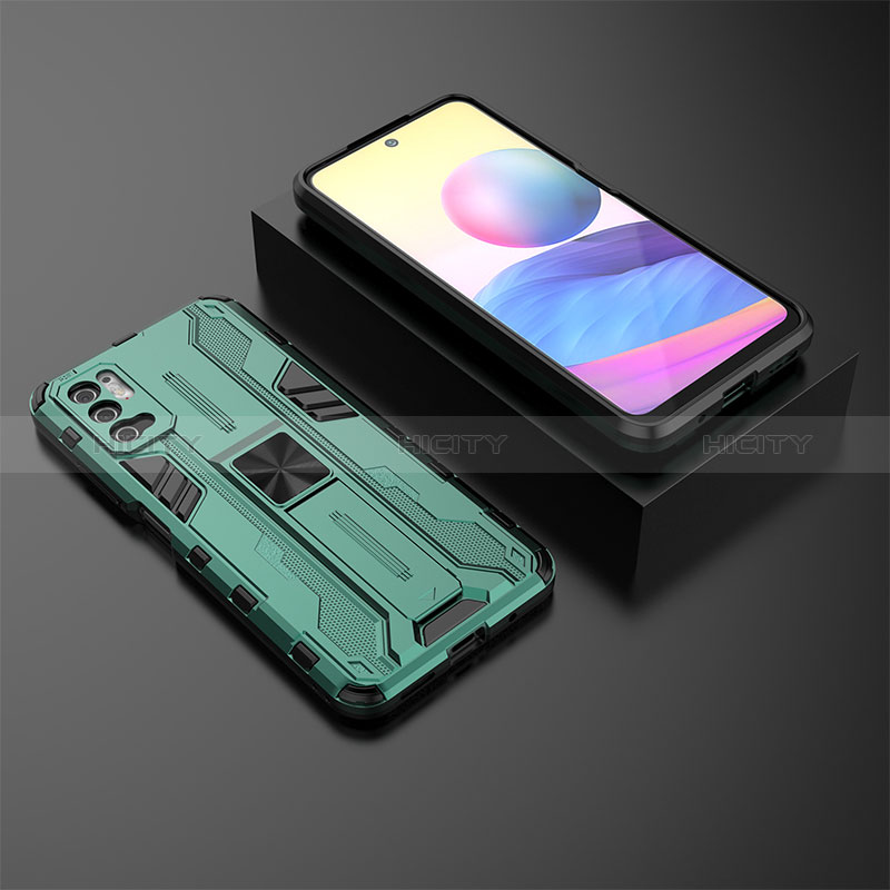 Coque Contour Silicone et Plastique Housse Etui Mat avec Aimant Magnetique Support KC2 pour Xiaomi POCO M3 Pro 5G Plus