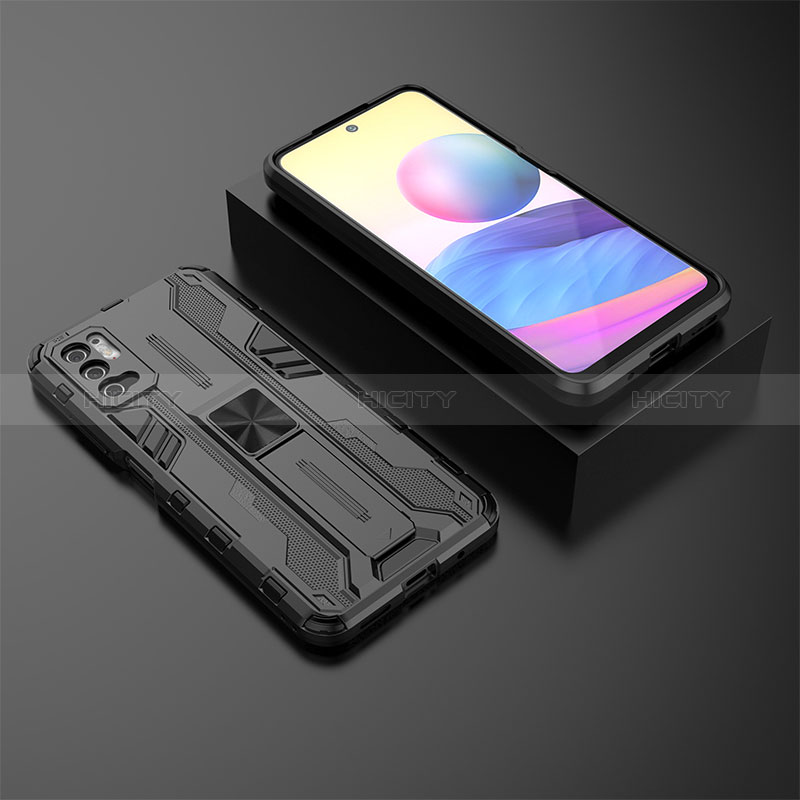 Coque Contour Silicone et Plastique Housse Etui Mat avec Aimant Magnetique Support KC2 pour Xiaomi POCO M3 Pro 5G Plus