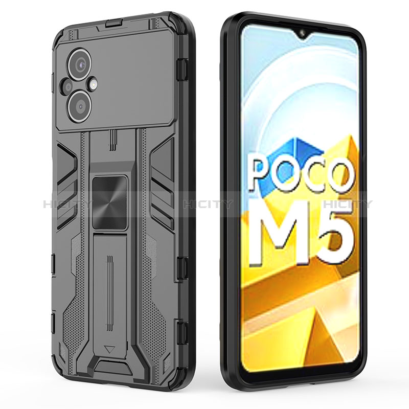 Coque Contour Silicone et Plastique Housse Etui Mat avec Aimant Magnetique Support KC2 pour Xiaomi Poco M5 4G Plus