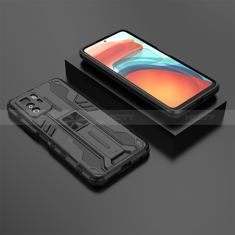 Coque Contour Silicone et Plastique Housse Etui Mat avec Aimant Magnetique Support KC2 pour Xiaomi Poco X3 GT 5G Noir Plus