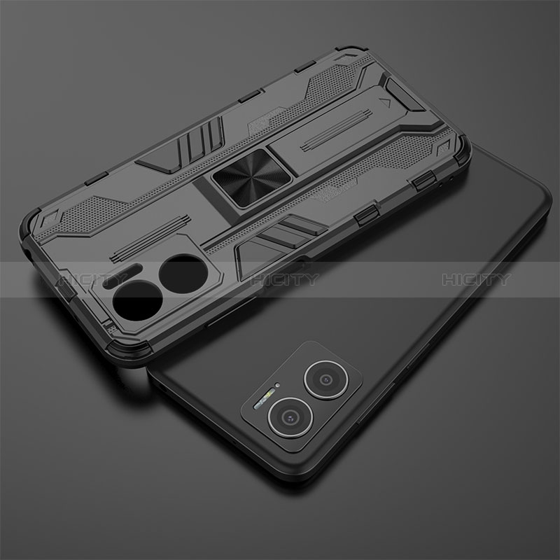 Coque Contour Silicone et Plastique Housse Etui Mat avec Aimant Magnetique Support KC2 pour Xiaomi Redmi 10 5G Plus