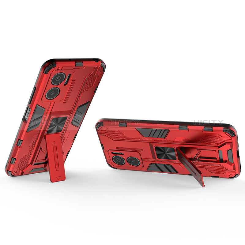 Coque Contour Silicone et Plastique Housse Etui Mat avec Aimant Magnetique Support KC2 pour Xiaomi Redmi 10 5G Plus