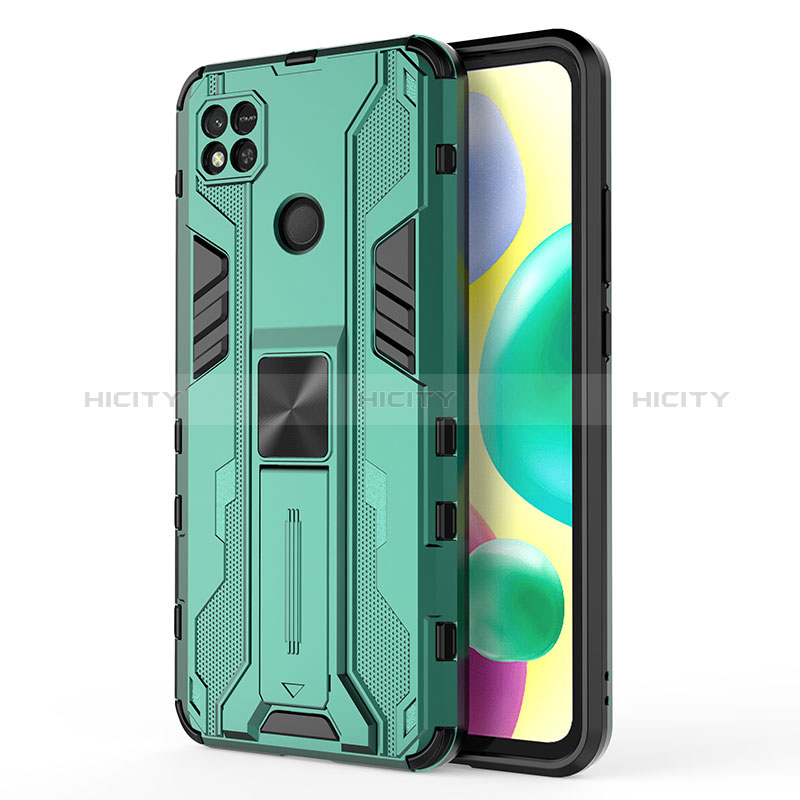 Coque Contour Silicone et Plastique Housse Etui Mat avec Aimant Magnetique Support KC2 pour Xiaomi Redmi 9 Activ Plus