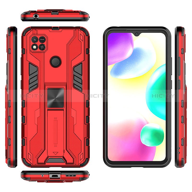 Coque Contour Silicone et Plastique Housse Etui Mat avec Aimant Magnetique Support KC2 pour Xiaomi Redmi 9 India Plus