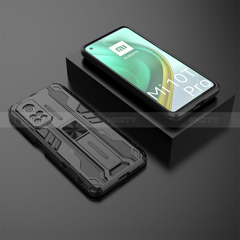 Coque Contour Silicone et Plastique Housse Etui Mat avec Aimant Magnetique Support KC2 pour Xiaomi Redmi K30S 5G Noir Plus