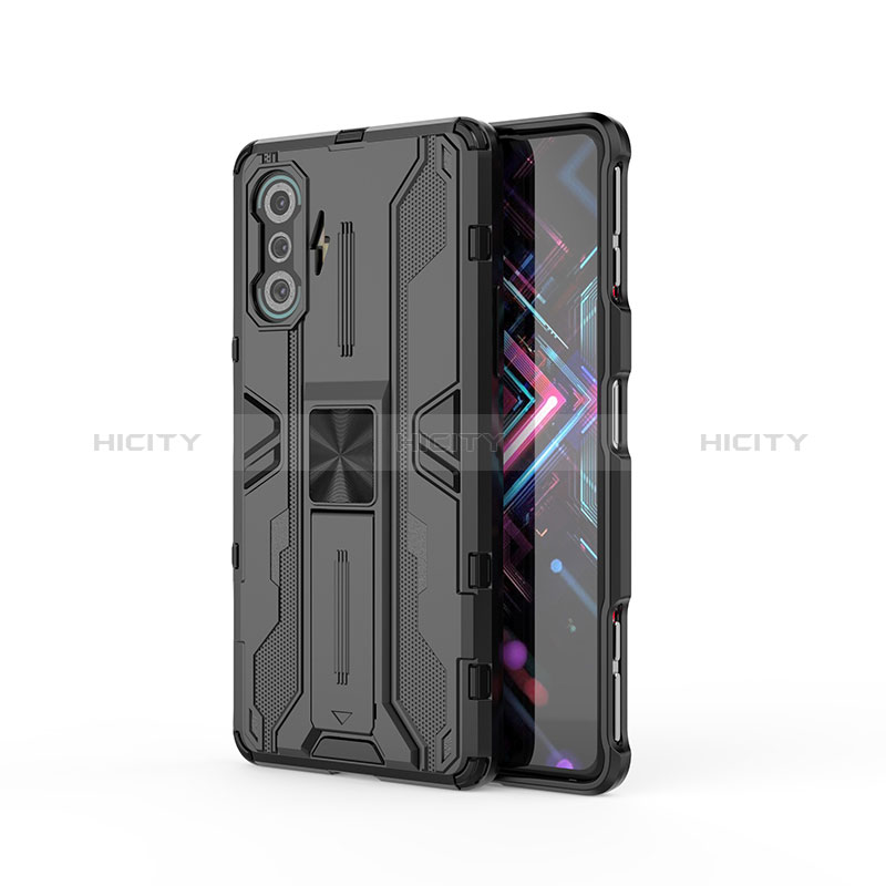 Coque Contour Silicone et Plastique Housse Etui Mat avec Aimant Magnetique Support KC2 pour Xiaomi Redmi K40 Gaming 5G Noir Plus