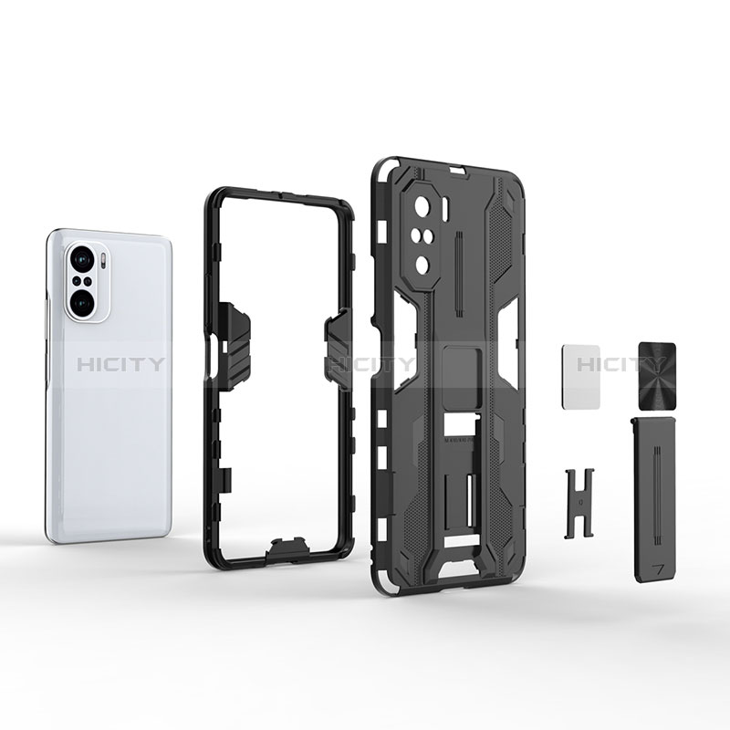 Coque Contour Silicone et Plastique Housse Etui Mat avec Aimant Magnetique Support KC2 pour Xiaomi Redmi K40 Pro+ Plus 5G Plus