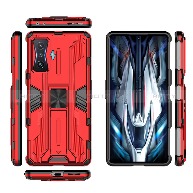 Coque Contour Silicone et Plastique Housse Etui Mat avec Aimant Magnetique Support KC2 pour Xiaomi Redmi K50 Gaming 5G Plus