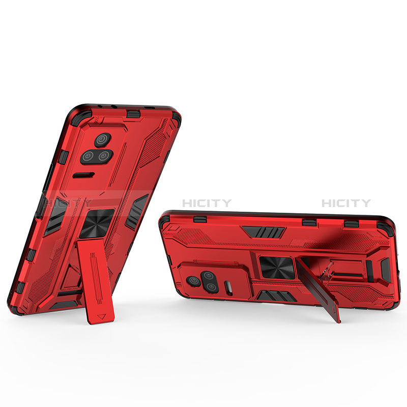 Coque Contour Silicone et Plastique Housse Etui Mat avec Aimant Magnetique Support KC2 pour Xiaomi Redmi K50 Pro 5G Plus