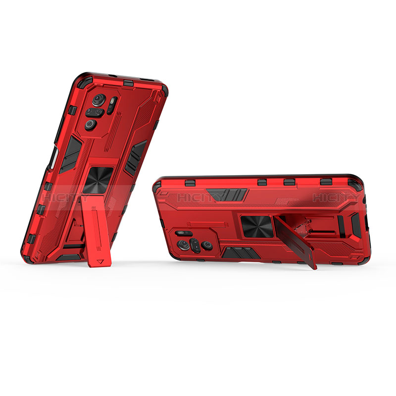 Coque Contour Silicone et Plastique Housse Etui Mat avec Aimant Magnetique Support KC2 pour Xiaomi Redmi Note 10 4G Plus