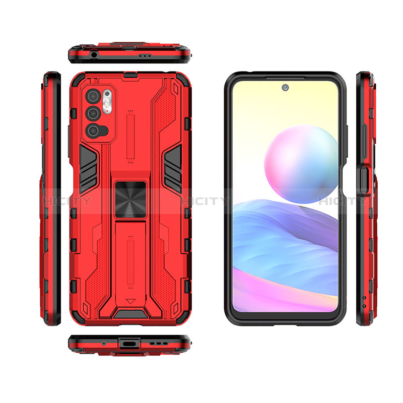 Coque Contour Silicone et Plastique Housse Etui Mat avec Aimant Magnetique Support KC2 pour Xiaomi Redmi Note 10 5G Plus