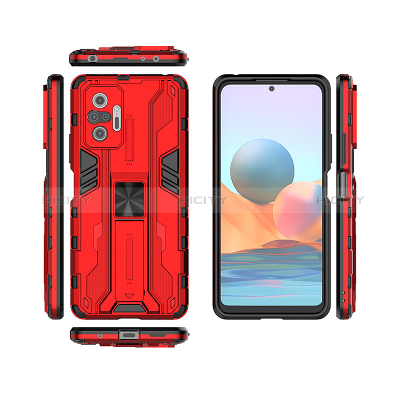 Coque Contour Silicone et Plastique Housse Etui Mat avec Aimant Magnetique Support KC2 pour Xiaomi Redmi Note 10 Pro 4G Plus