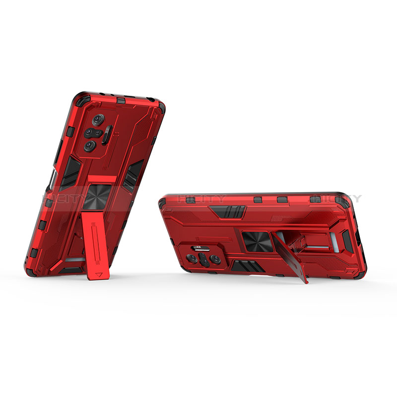 Coque Contour Silicone et Plastique Housse Etui Mat avec Aimant Magnetique Support KC2 pour Xiaomi Redmi Note 10 Pro 4G Plus