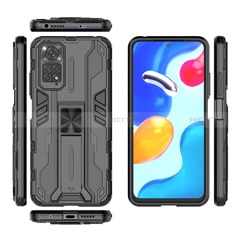 Coque Contour Silicone et Plastique Housse Etui Mat avec Aimant Magnetique Support KC2 pour Xiaomi Redmi Note 11 4G (2022) Plus