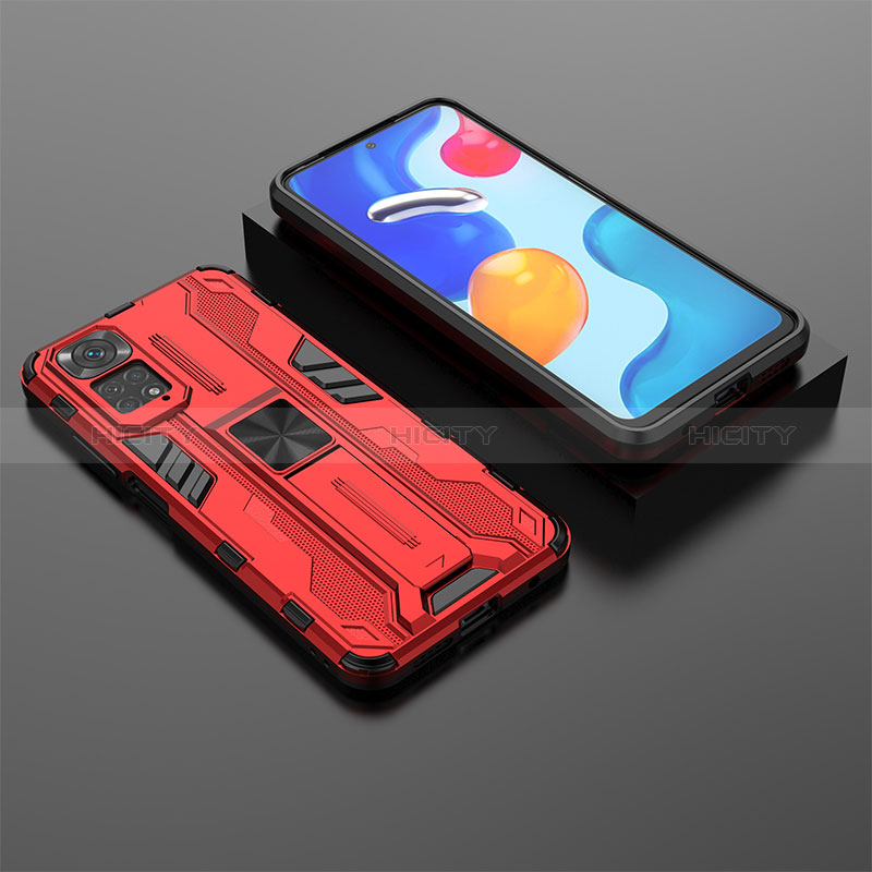 Coque Contour Silicone et Plastique Housse Etui Mat avec Aimant Magnetique Support KC2 pour Xiaomi Redmi Note 11 4G (2022) Plus