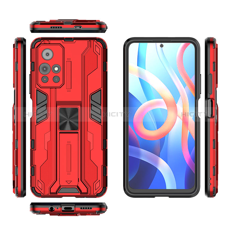 Coque Contour Silicone et Plastique Housse Etui Mat avec Aimant Magnetique Support KC2 pour Xiaomi Redmi Note 11 5G Plus