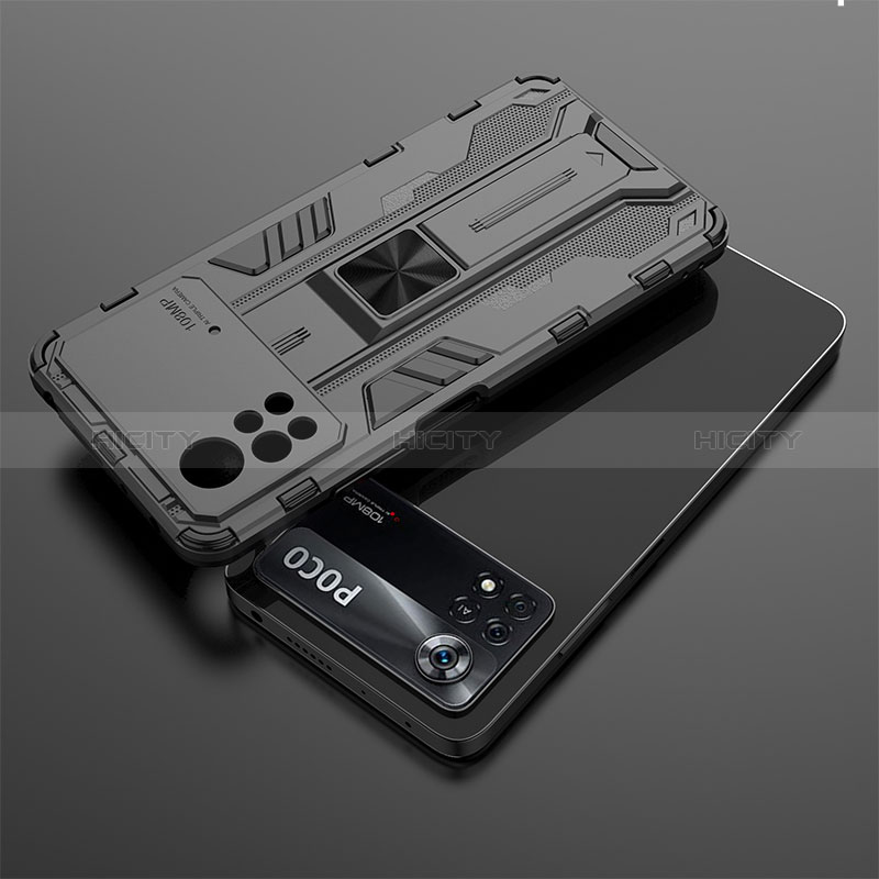 Coque Contour Silicone et Plastique Housse Etui Mat avec Aimant Magnetique Support KC2 pour Xiaomi Redmi Note 11E Pro 5G Plus