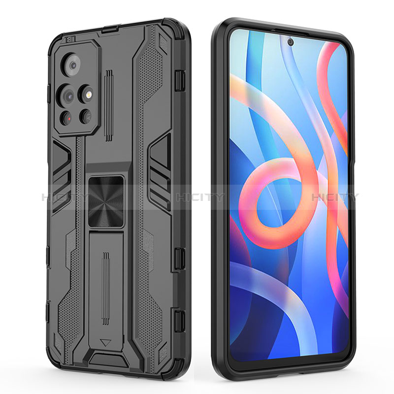 Coque Contour Silicone et Plastique Housse Etui Mat avec Aimant Magnetique Support KC2 pour Xiaomi Redmi Note 11S 5G Plus