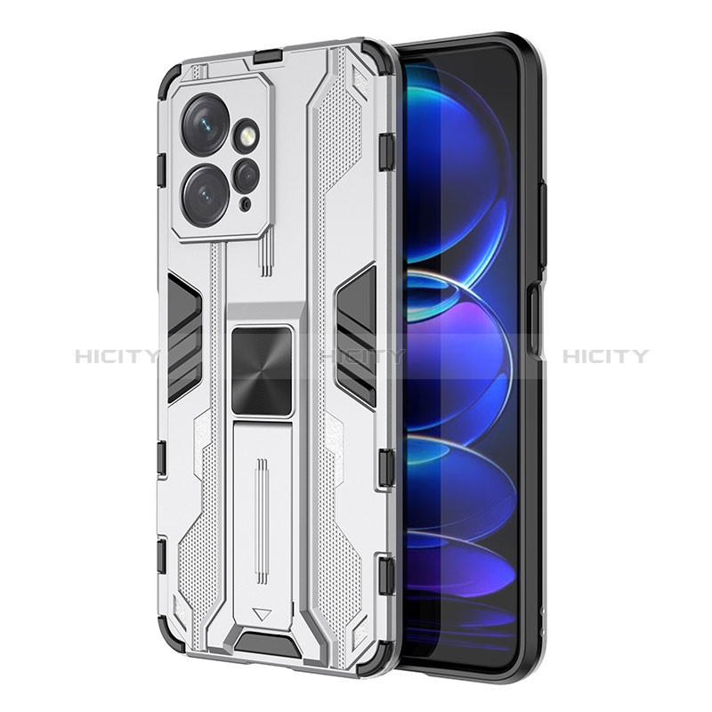 Coque Contour Silicone et Plastique Housse Etui Mat avec Aimant Magnetique Support KC2 pour Xiaomi Redmi Note 12 4G Plus