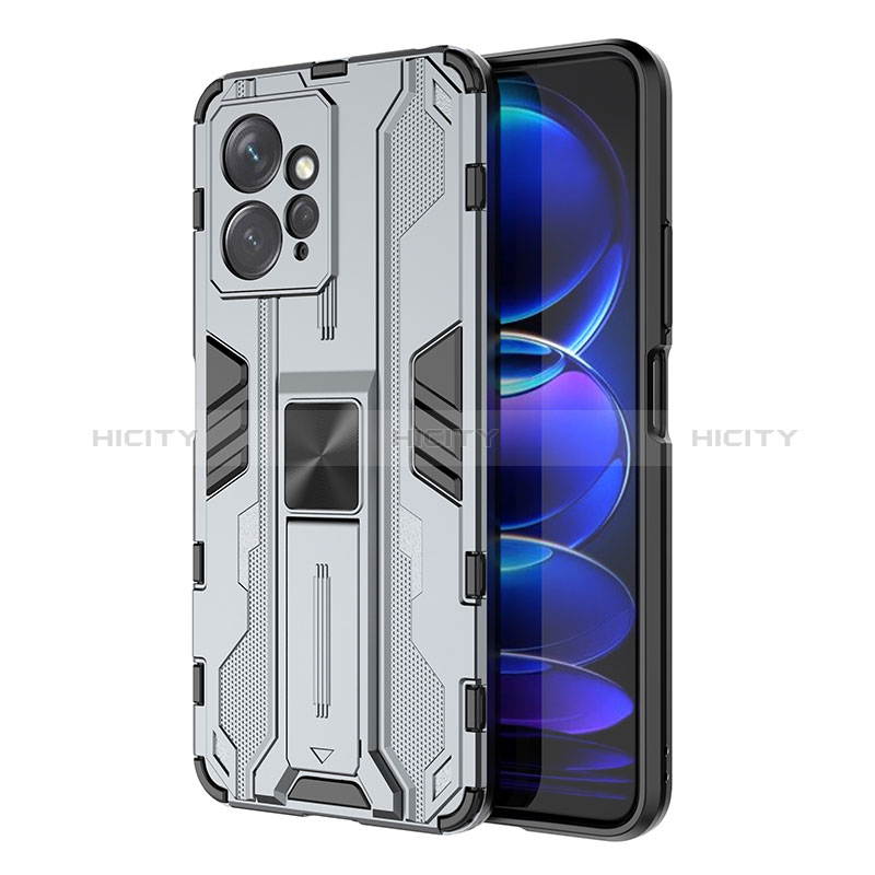 Coque Contour Silicone et Plastique Housse Etui Mat avec Aimant Magnetique Support KC2 pour Xiaomi Redmi Note 12 4G Plus