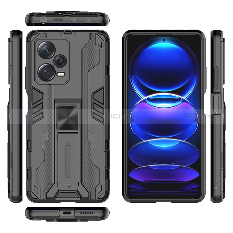 Coque Contour Silicone et Plastique Housse Etui Mat avec Aimant Magnetique Support KC2 pour Xiaomi Redmi Note 12 Explorer Plus