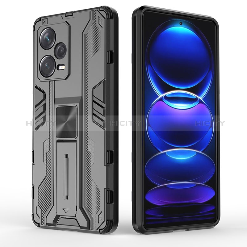 Coque Contour Silicone et Plastique Housse Etui Mat avec Aimant Magnetique Support KC2 pour Xiaomi Redmi Note 12 Explorer Plus