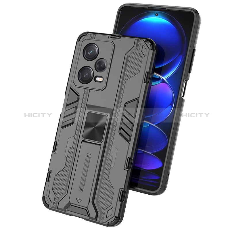 Coque Contour Silicone et Plastique Housse Etui Mat avec Aimant Magnetique Support KC2 pour Xiaomi Redmi Note 12 Pro 5G Plus