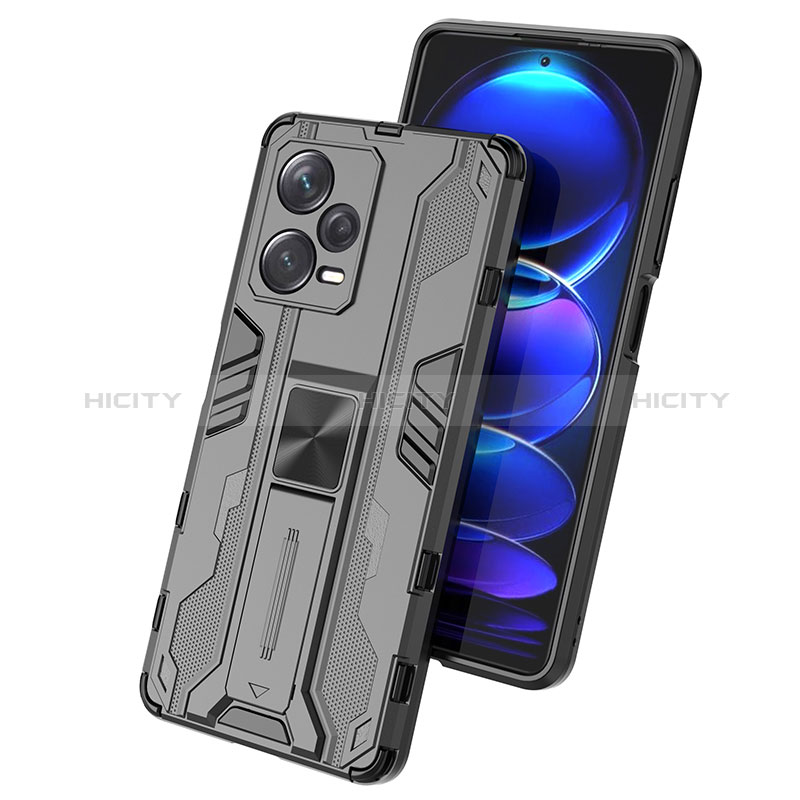 Coque Contour Silicone et Plastique Housse Etui Mat avec Aimant Magnetique Support KC2 pour Xiaomi Redmi Note 12 Pro+ Plus 5G Plus