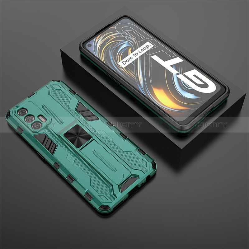 Coque Contour Silicone et Plastique Housse Etui Mat avec Aimant Magnetique Support KC3 pour Realme GT Neo 5G Plus