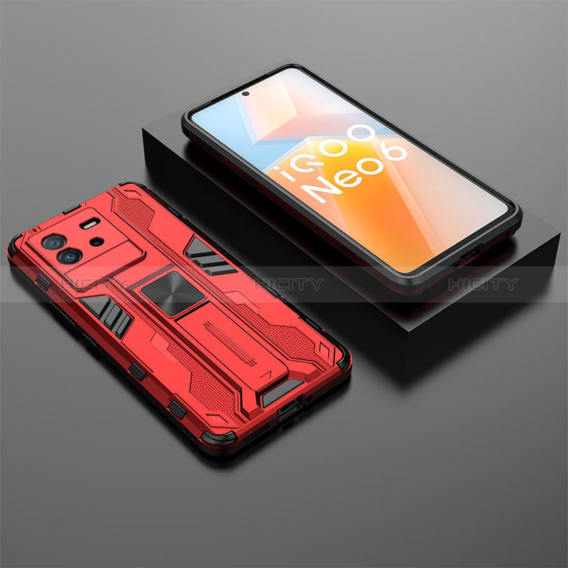 Coque Contour Silicone et Plastique Housse Etui Mat avec Aimant Magnetique Support KC3 pour Vivo iQOO Neo6 5G Plus