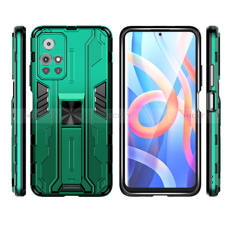 Coque Contour Silicone et Plastique Housse Etui Mat avec Aimant Magnetique Support KC3 pour Xiaomi Poco M4 Pro 5G Plus