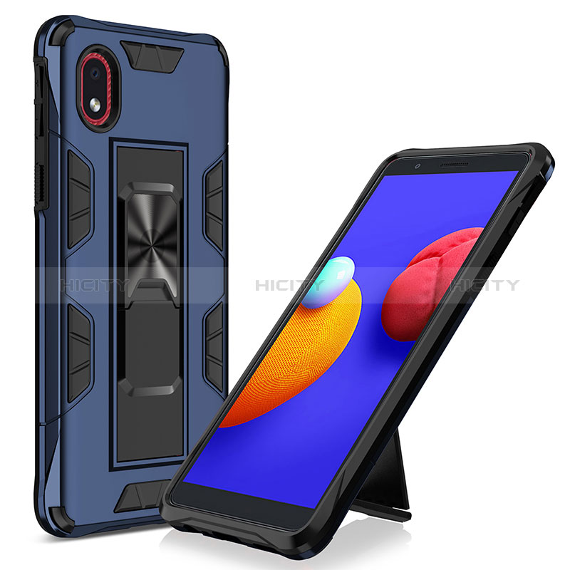 Coque Contour Silicone et Plastique Housse Etui Mat avec Aimant Magnetique Support MQ1 pour Samsung Galaxy A01 Core Plus