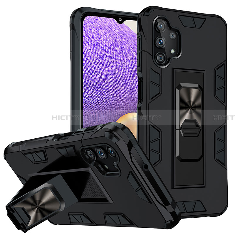 Coque Contour Silicone et Plastique Housse Etui Mat avec Aimant Magnetique Support MQ1 pour Samsung Galaxy A32 4G Noir Plus