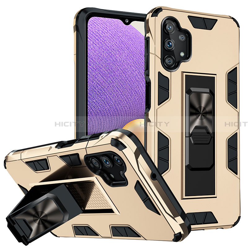 Coque Contour Silicone et Plastique Housse Etui Mat avec Aimant Magnetique Support MQ1 pour Samsung Galaxy A32 4G Or Plus