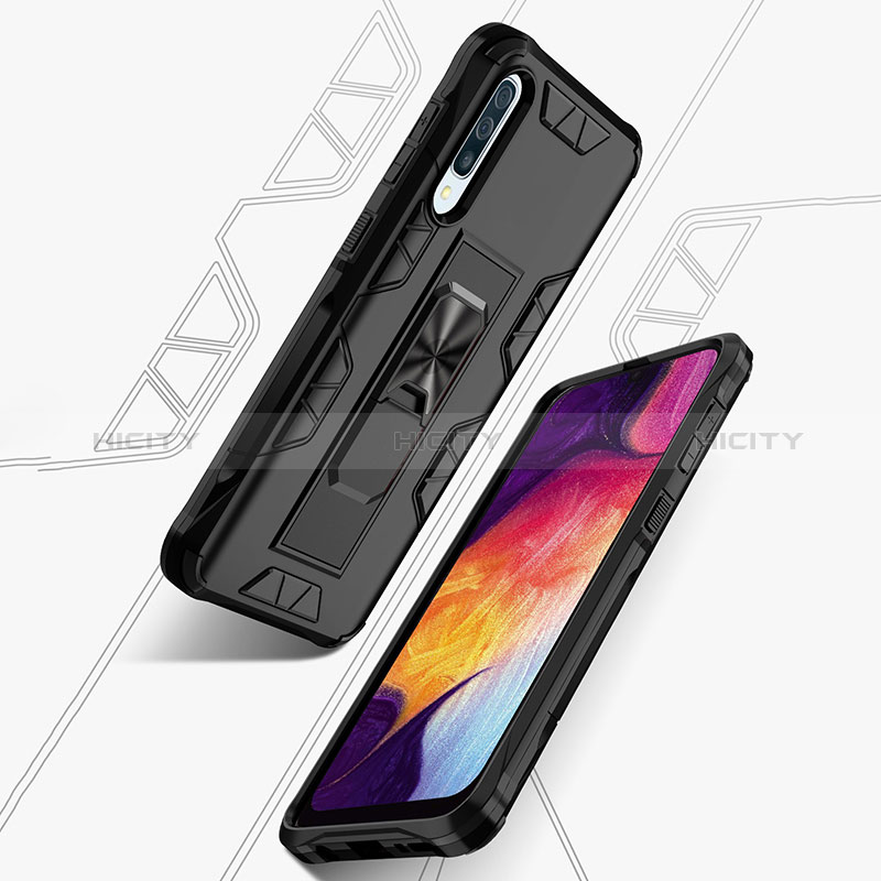 Coque Contour Silicone et Plastique Housse Etui Mat avec Aimant Magnetique Support MQ1 pour Samsung Galaxy A50 Plus