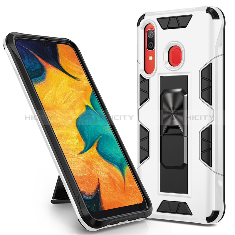 Coque Contour Silicone et Plastique Housse Etui Mat avec Aimant Magnetique Support MQ1 pour Samsung Galaxy M10S Plus